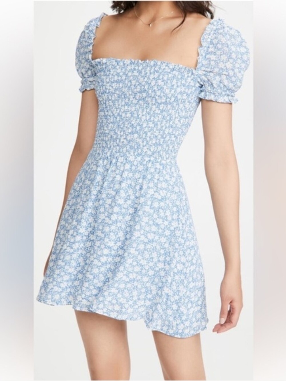 Reformation Orangerine Mini Blue Floral Dress